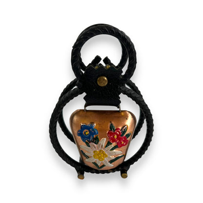 Napkin Holder with Hand-Painted Brass Cow Bell