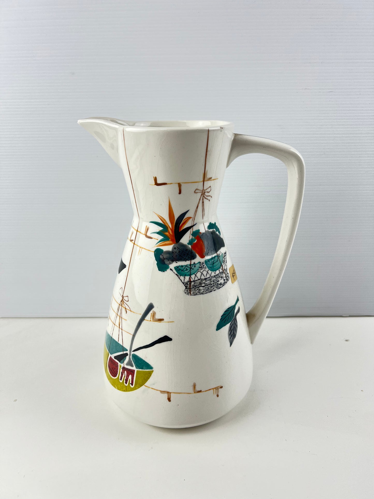 Mid-Century Abstract Fruit Ceramic Jug
