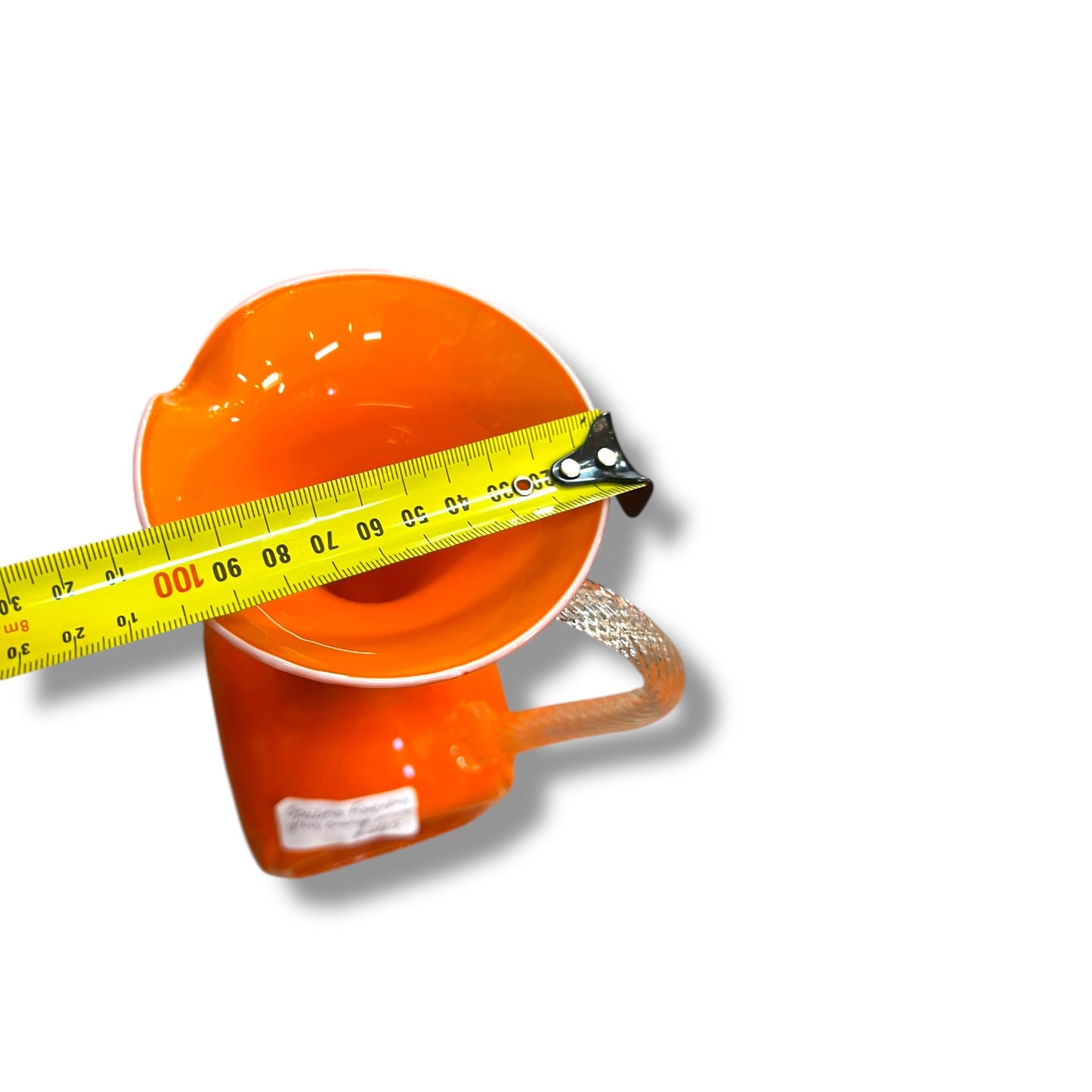 Empoli Italian Art Glass Ewer — Palina Fiorentina Orange with Twisted Clear Handle