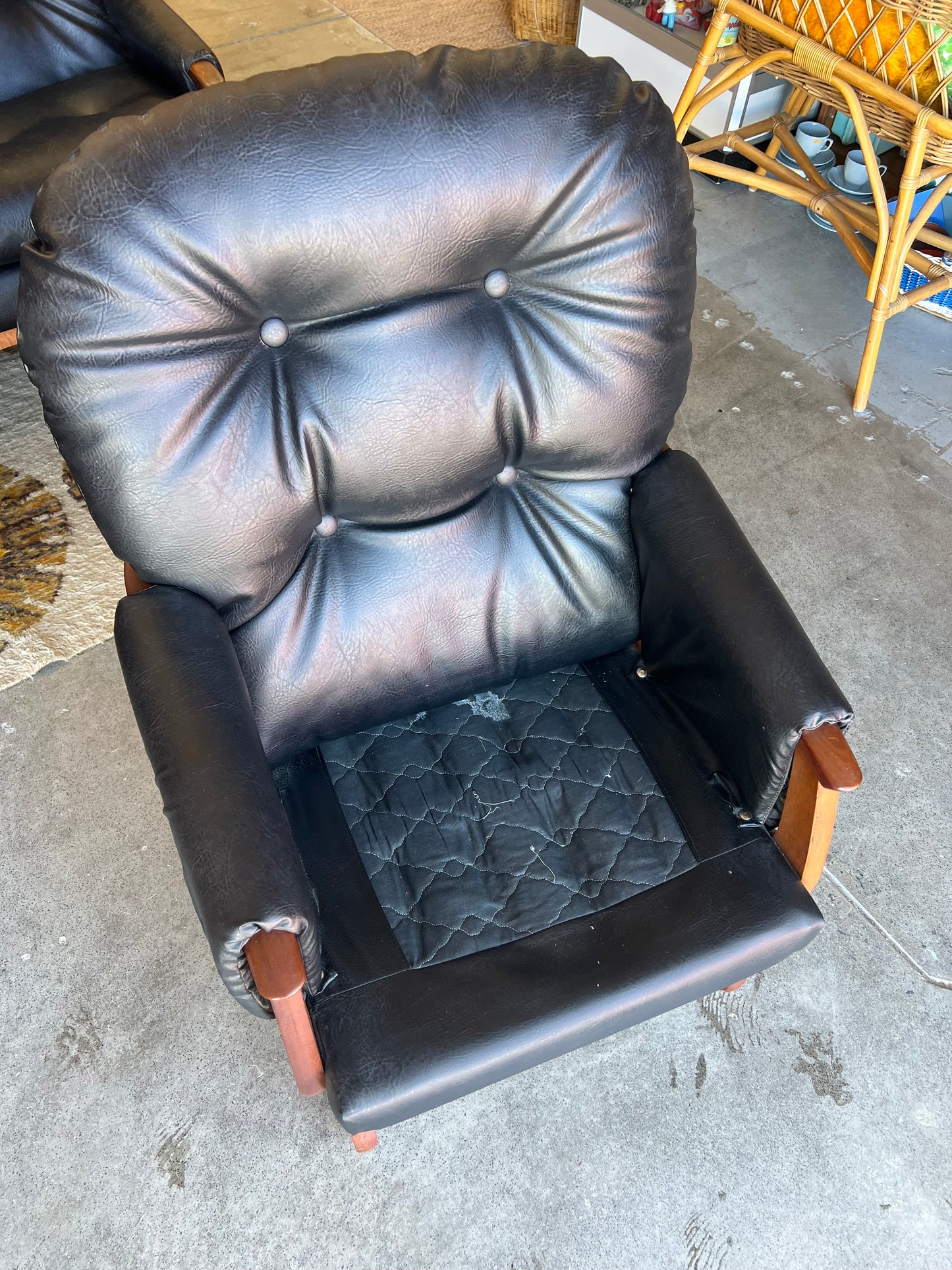 Black Vinyl Armchair by Mayline Furniture (Collingwood VIC) – Solid Timber Frame