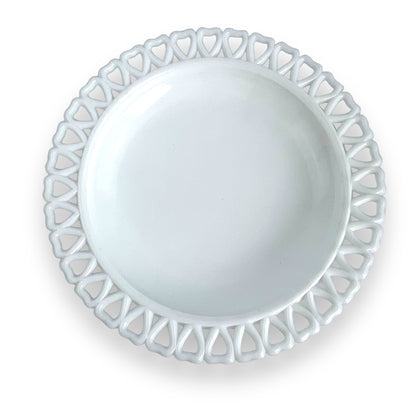 White glass plate love heart cutout edge