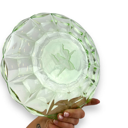 Green glass ballerina plate