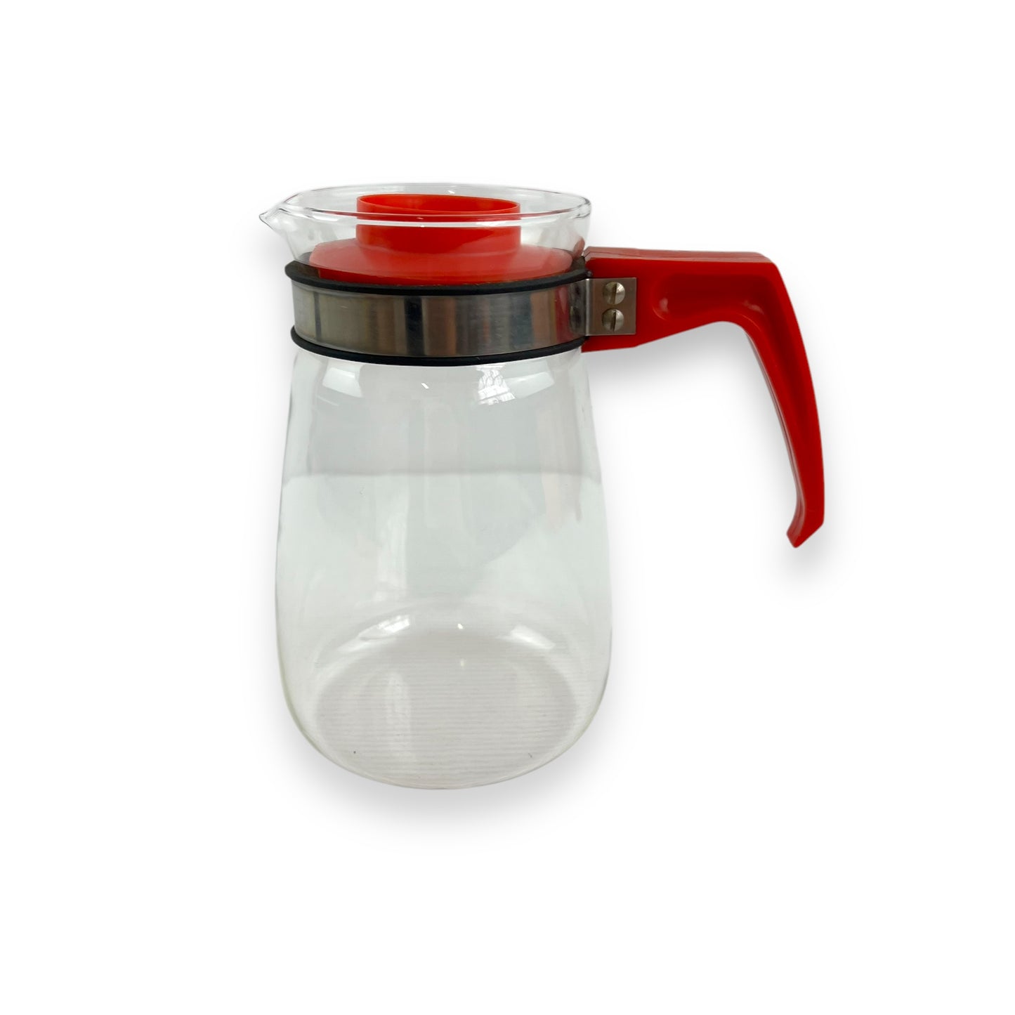 Glass jug red plastic lid & handle