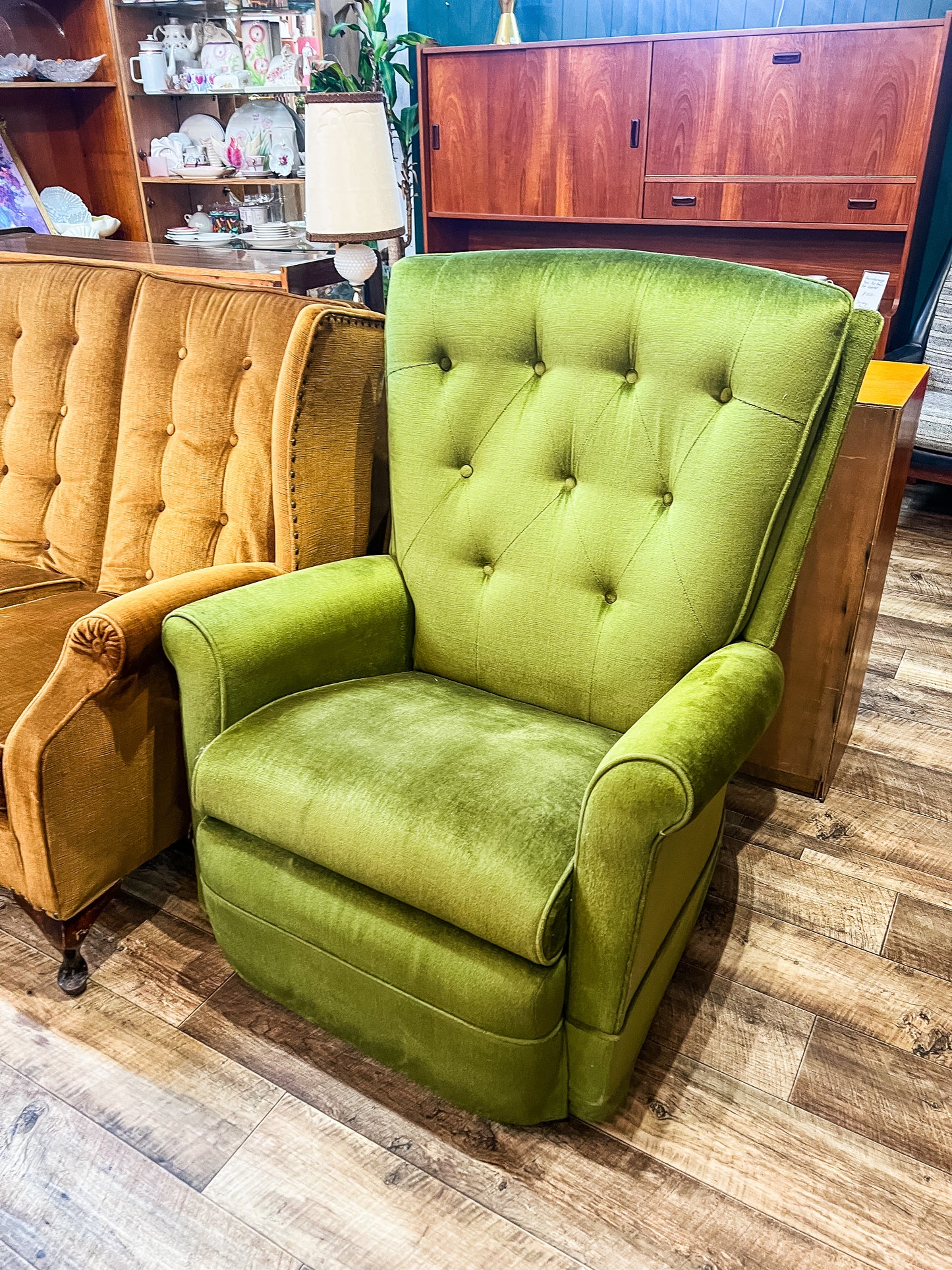 Green Jason Reclining Lounge Chair with footrest