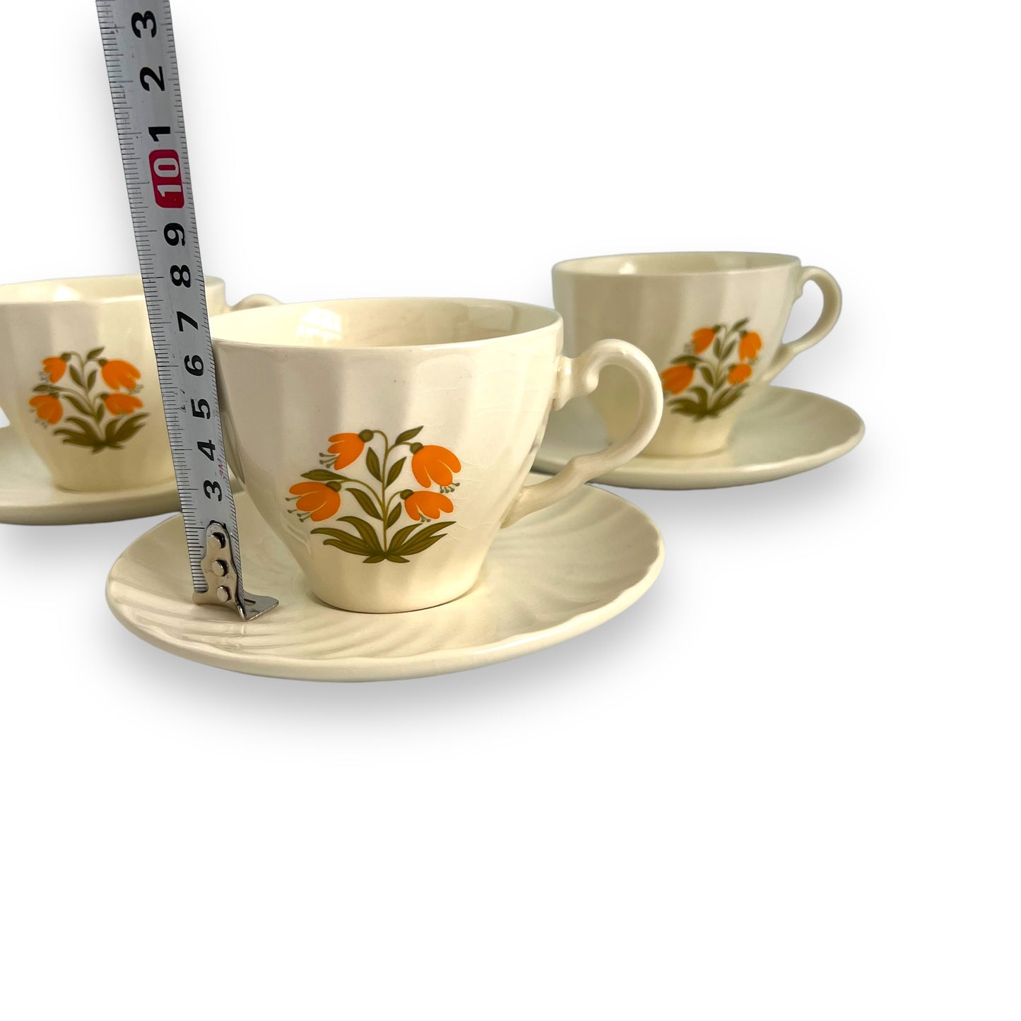 Orange flower teacup & saucer