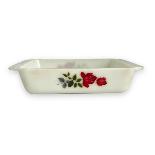 Pyrex “June Rose” Milk Glass Baking Dish
