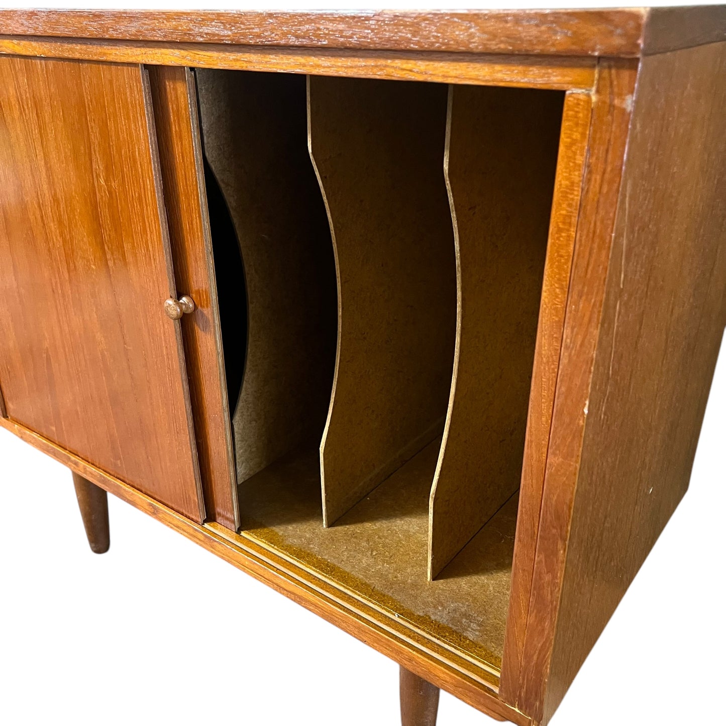 Teak Veneer Record Storage Cabinet