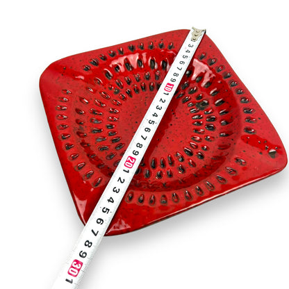 Retro Italian Ceramic Red & Black Ashtray