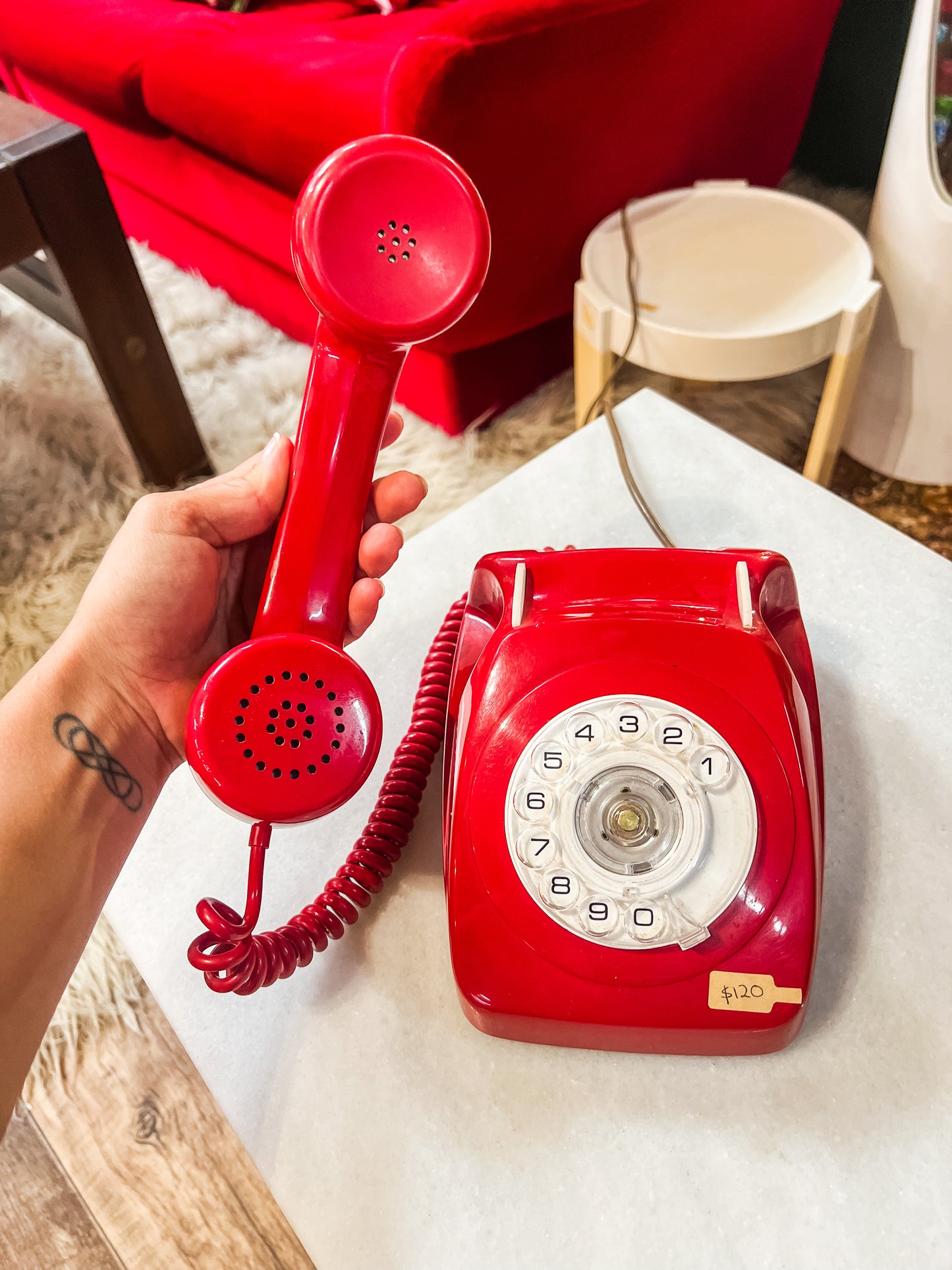 Red Rotary Dial Telephone