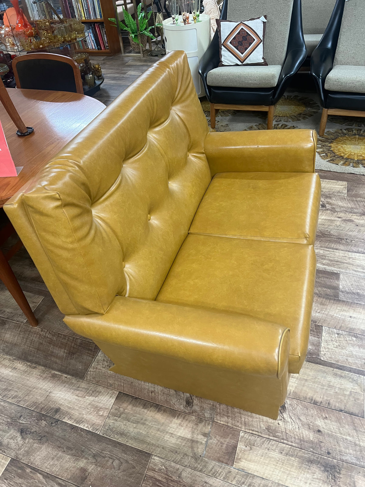 Mustard Vinyl Two-Seater Lounge