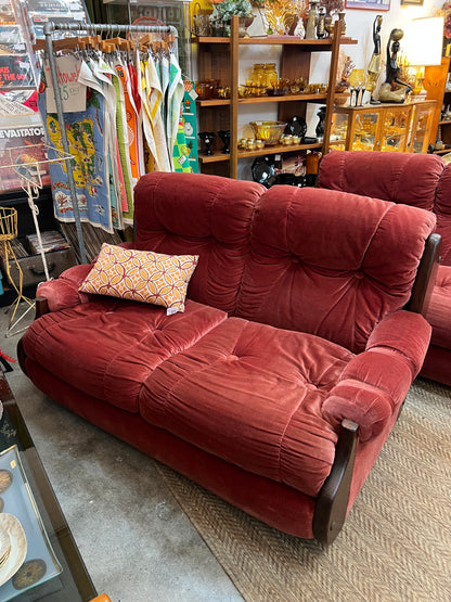 #2 Pink two seater lounge with wood sides