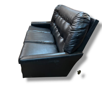 Mid-Century Black Vinyl Lounge – Retro 3-Seater Sofa