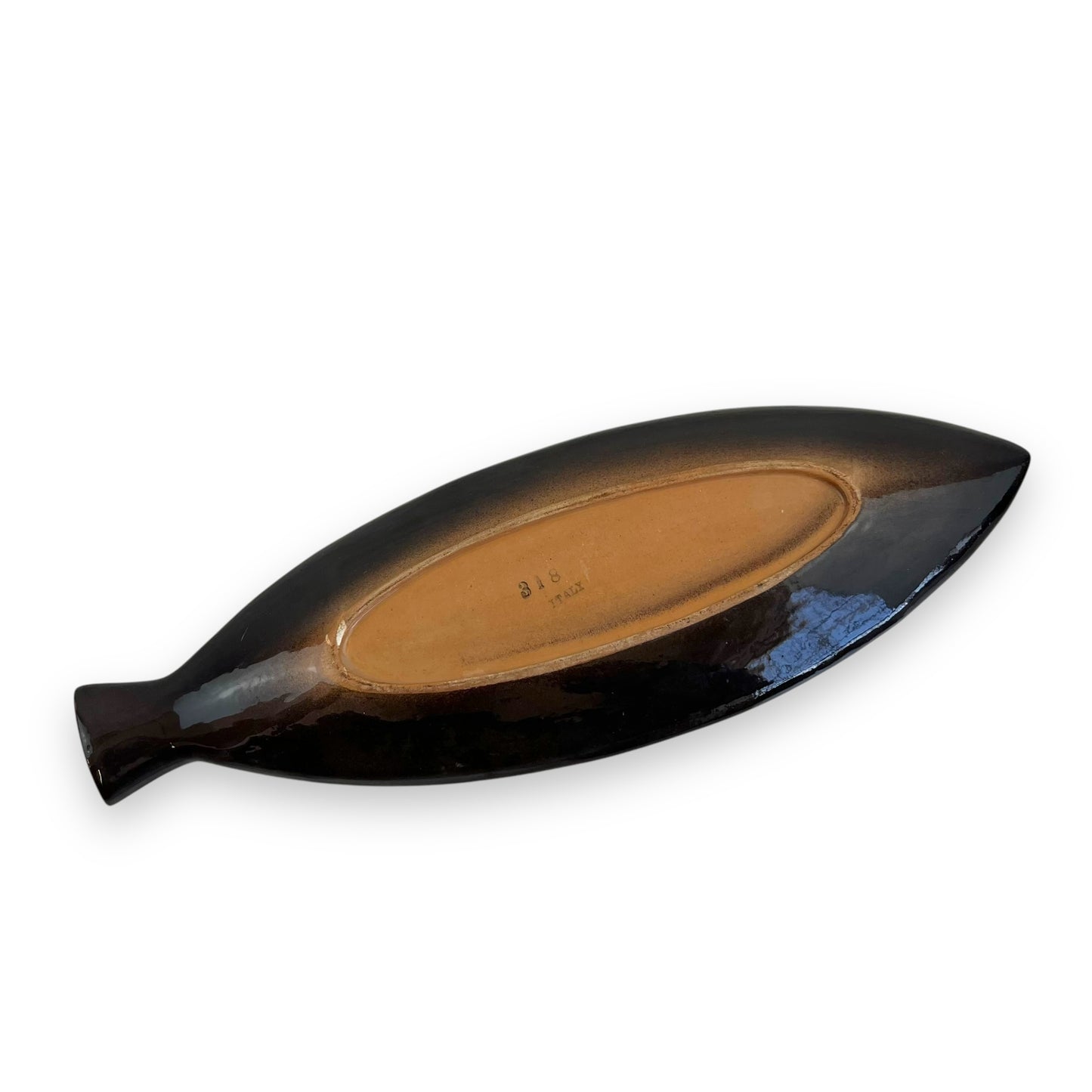 Orange fish plate - “318” Made in Italy