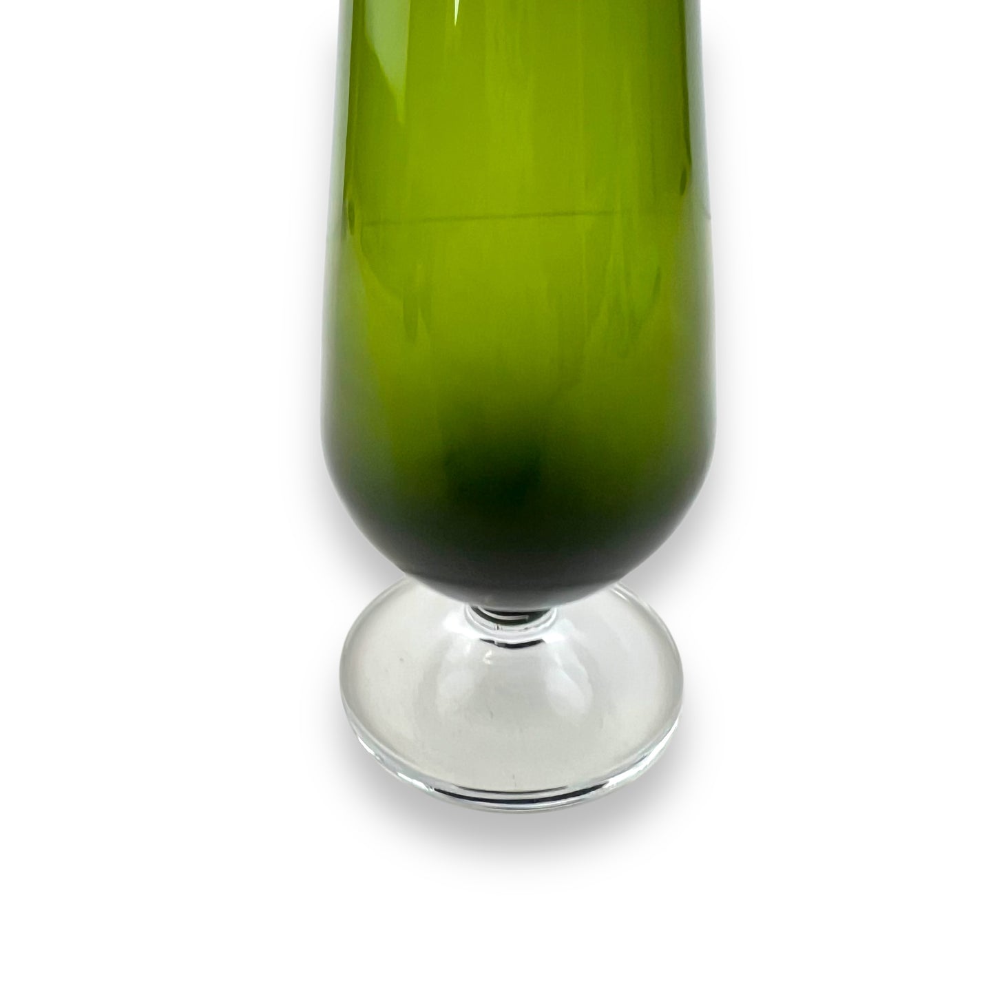 Green Empoli Art Glass Vase with Clear Base