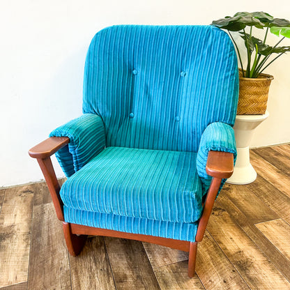 Sleigh Base Blue Striped Single Chair