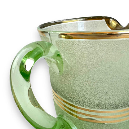Frosted green glass jug and glass set