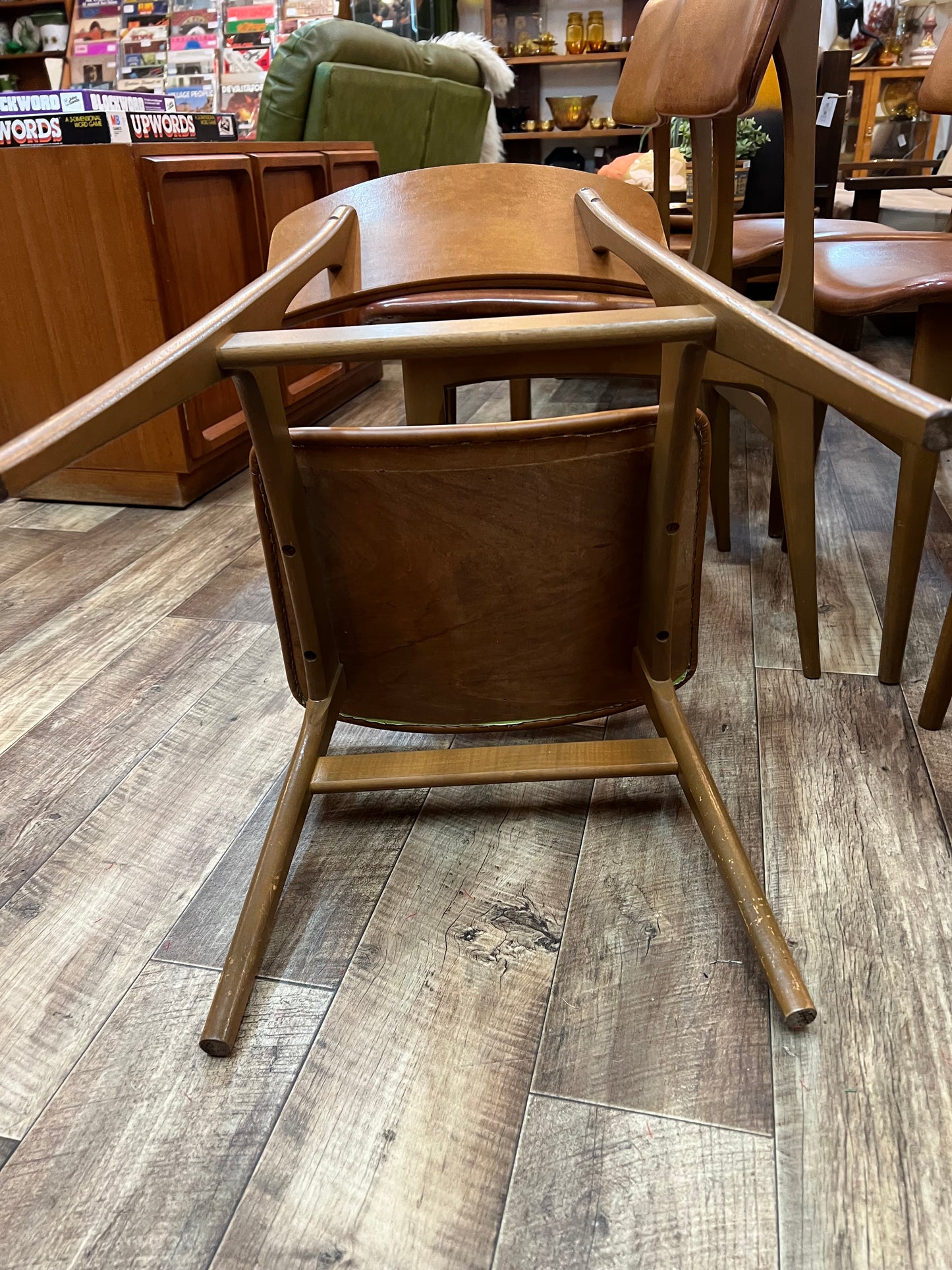 Set of 6 HiFi Mid Century Dining Chairs with brown upholstery