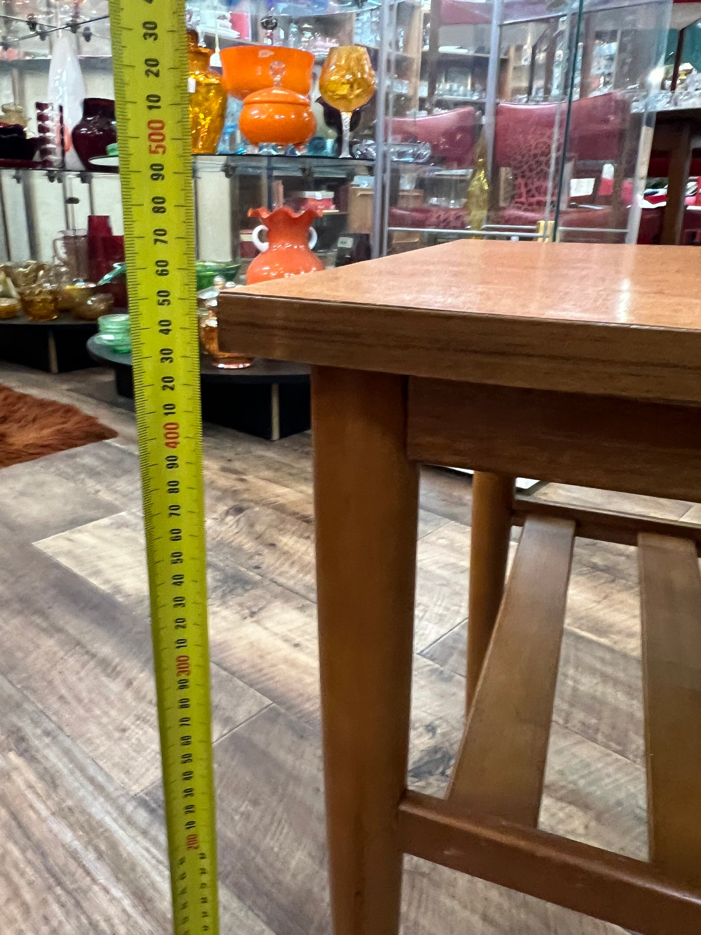 Mid century Teak side table with slated magazine shelf