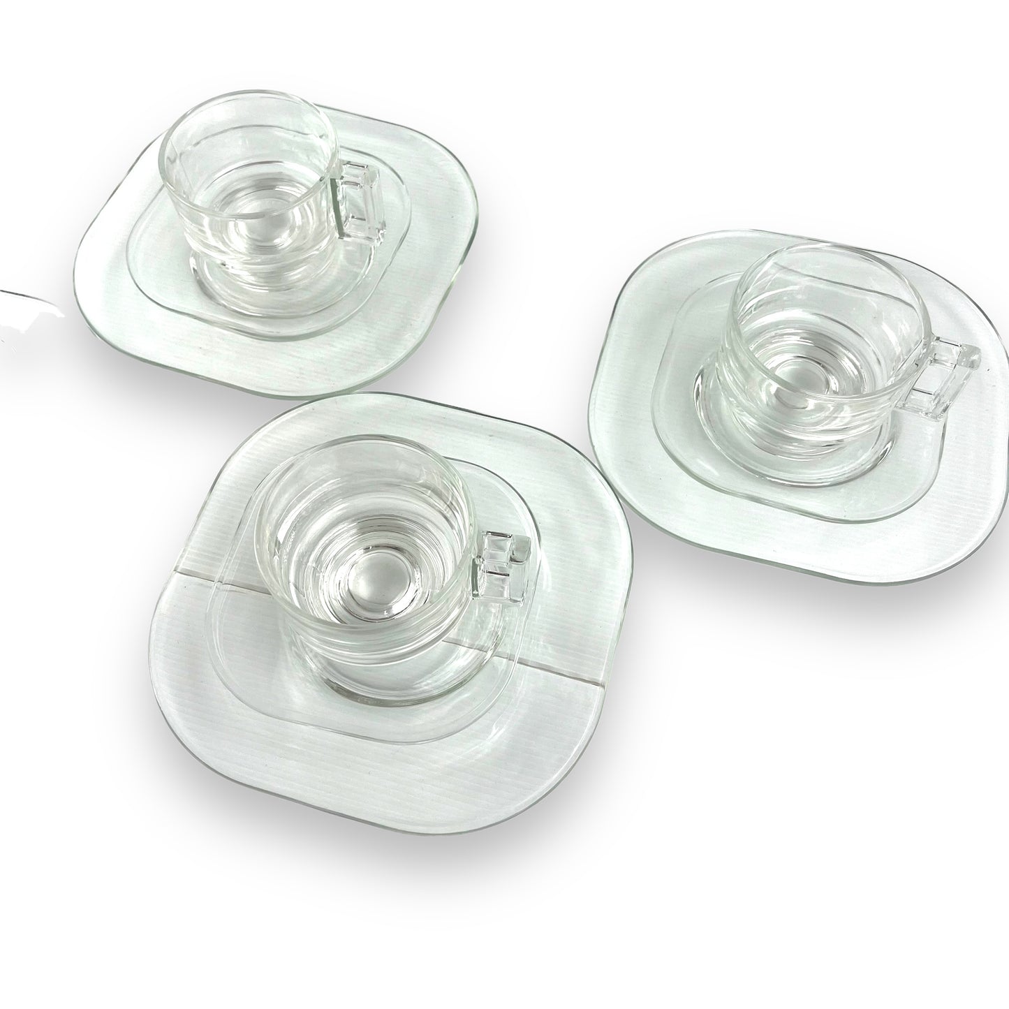 Joe Colombo Italian Arno Glass Trio: Salad plate, teacup & Saucer