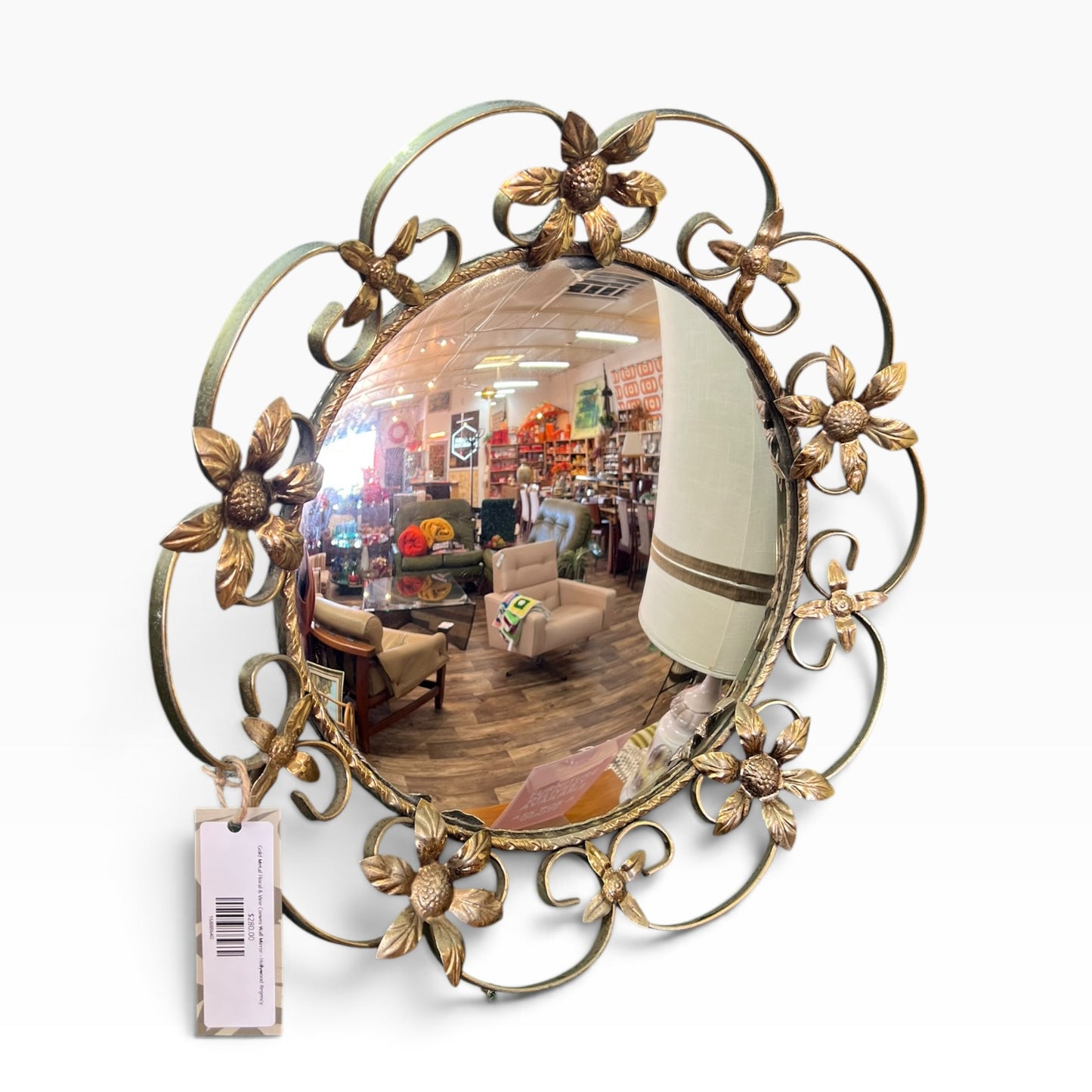 Gold Metal Floral & Vine Convex Wall Mirror – Hollywood Regency