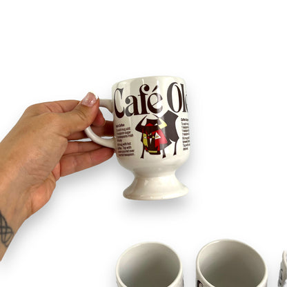 Set of 4 Vintage “Café Olé” Footed Mugs - KOFEE Collection