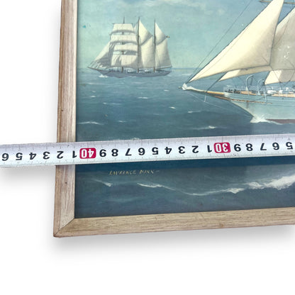 Nautical Boat Print in White Frame by Laurence Dunn – Deep Sea Windjammer & Mercator Sailing Ships