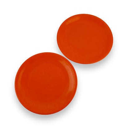 Orange Plastic Melamine Plate Set of 2
