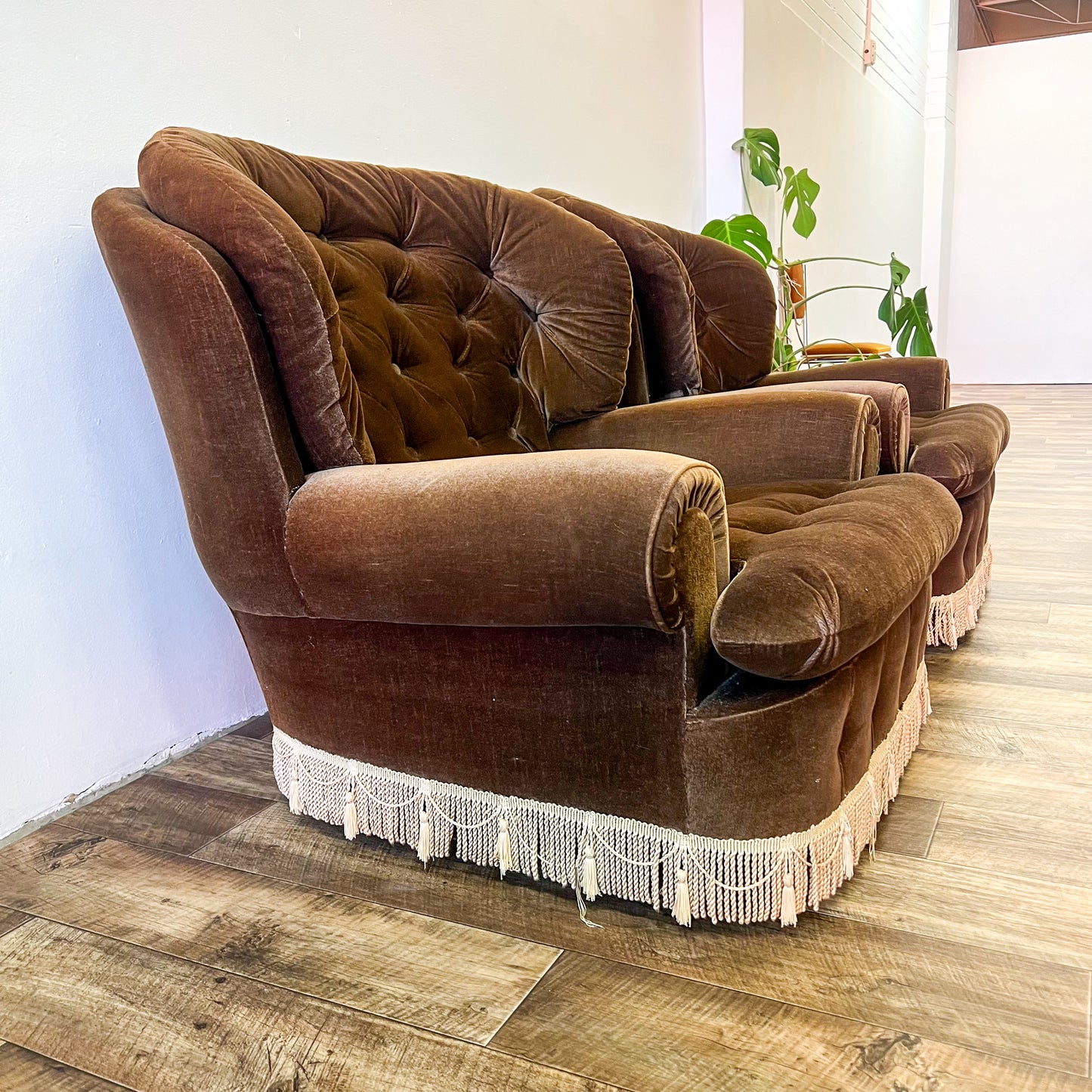 Brown Fringe Tassel Single Lounge Chair