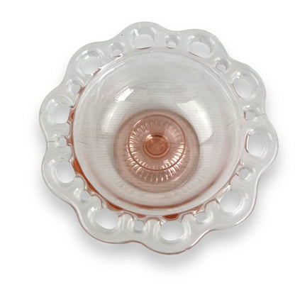 Old Colony Open Lace Edge Pink Depression Glass Bowl