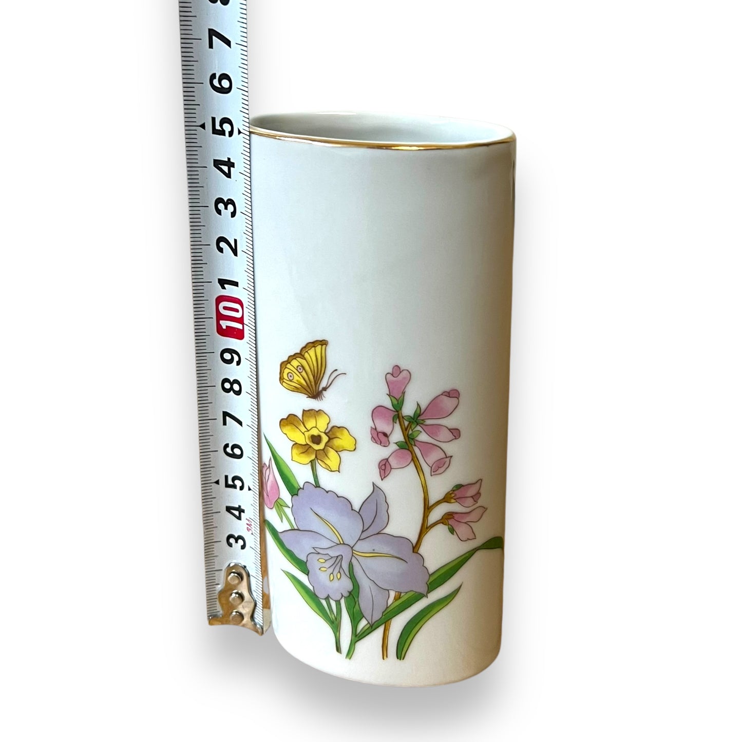 Webb Ceramic Vase with Butterfly & Floral Design – Gold Trim Accent