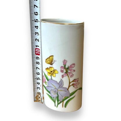 Webb Ceramic Vase with Butterfly & Floral Design – Gold Trim Accent