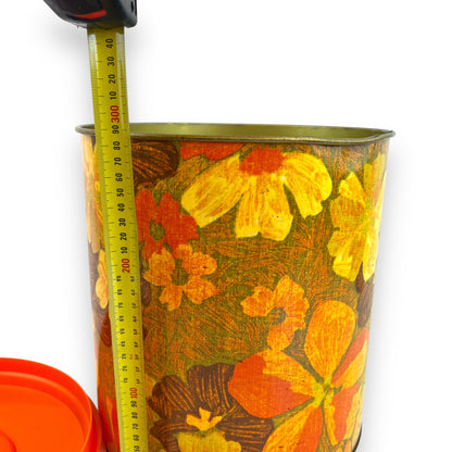 Willow Australia Yellow and Orange large flower tin with orange plastic lid