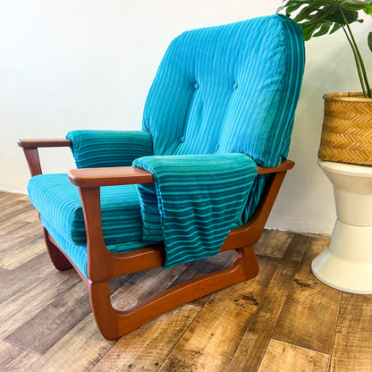 Sleigh Base Blue Striped Single Chair