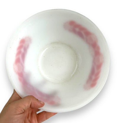 Pyrex Glass Large White Bowl Orange & Red Decal