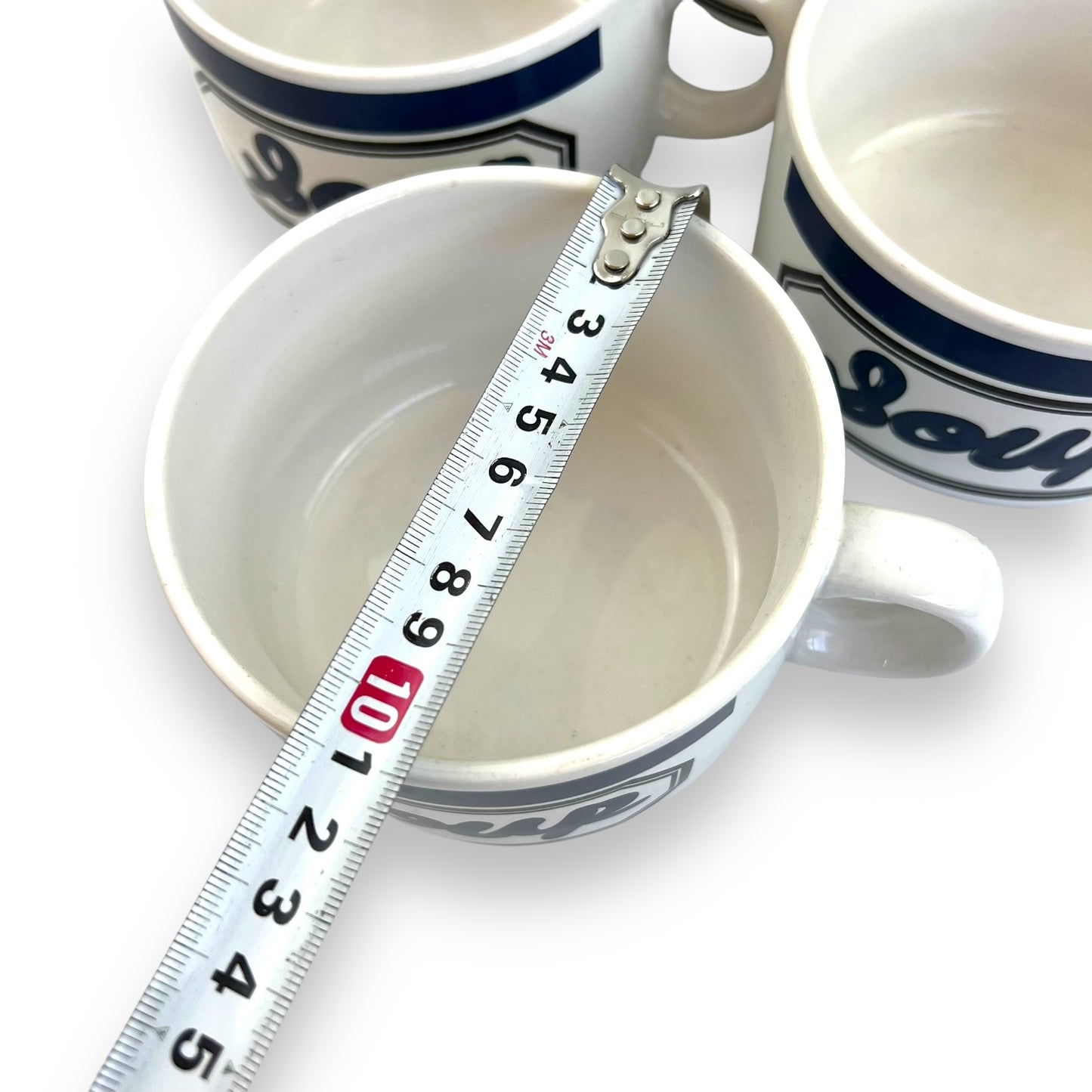Blue and white soup mug