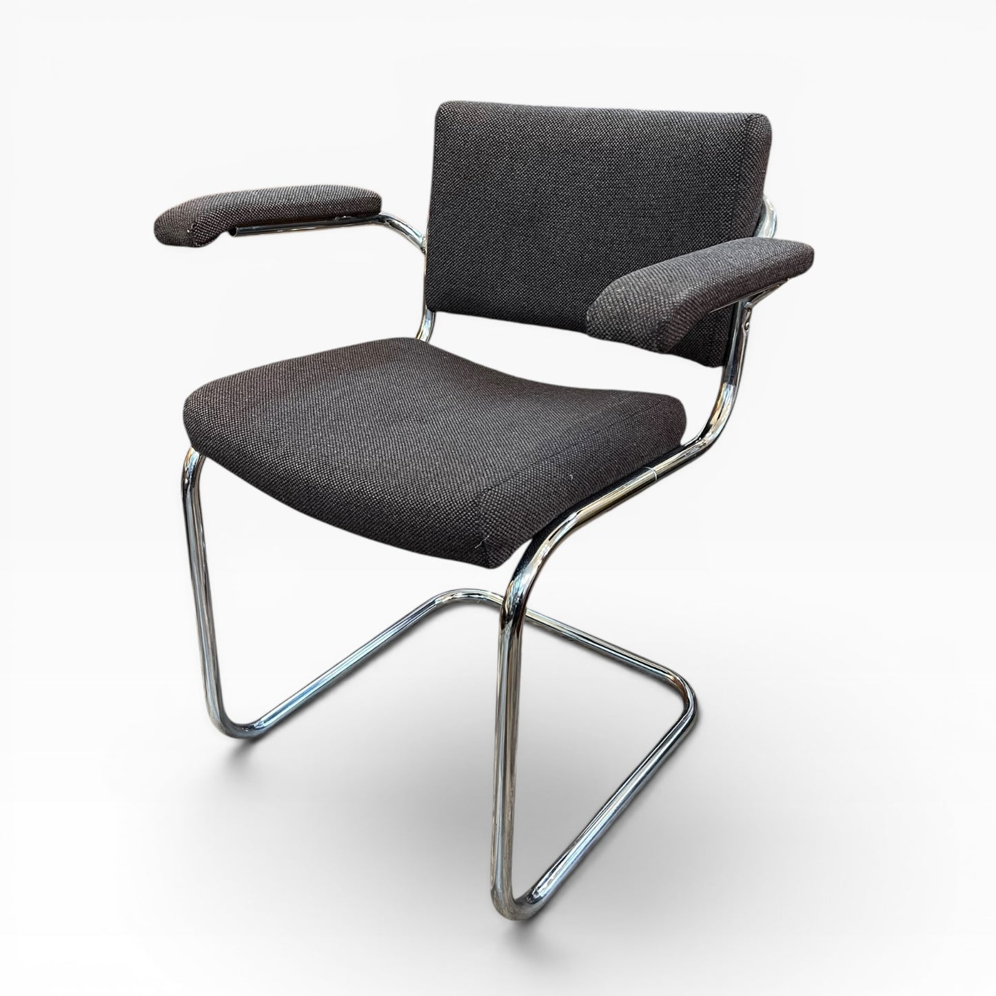 Devling Chrome Cantilever Armchair | Mid Century Modern Office Chair