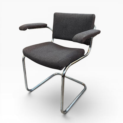 Devling Chrome Cantilever Armchair | Mid Century Modern Office Chair