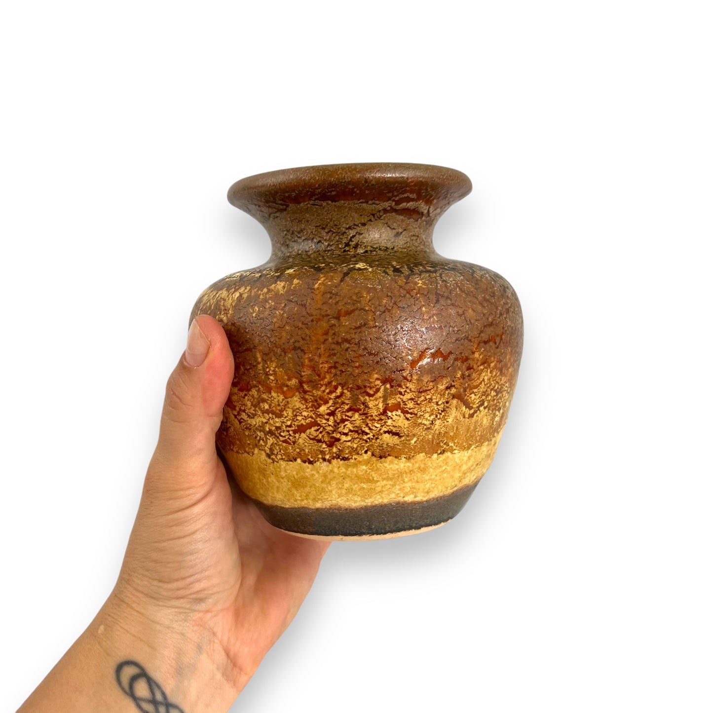 West German Vase brown glaze drip colour