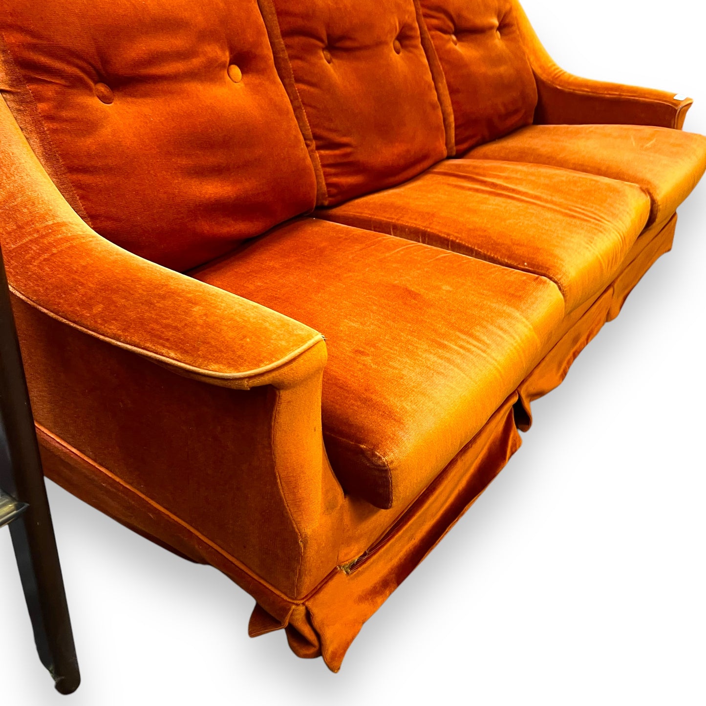 Orange Velour 3 Seater Lounge