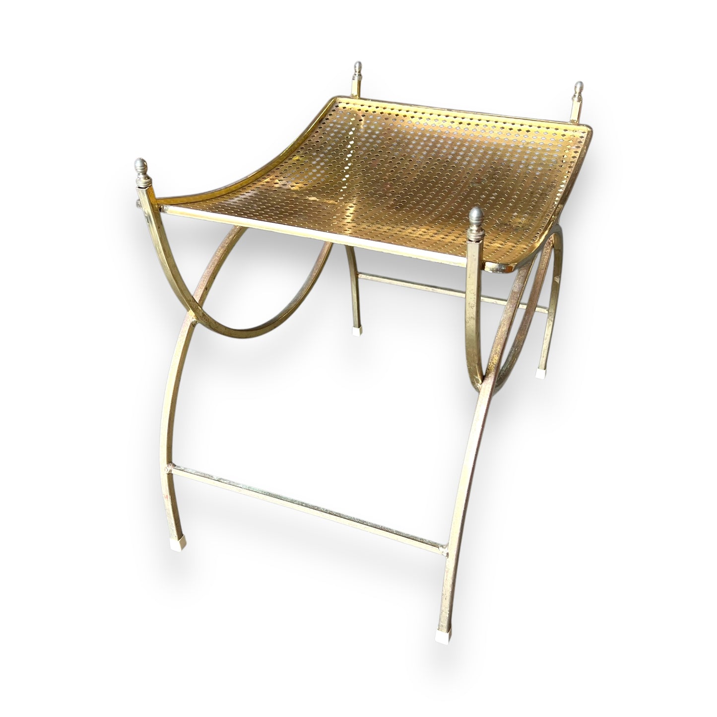 Hollywood Regency Vanity Stool – Mid Century Modern Metal Bench