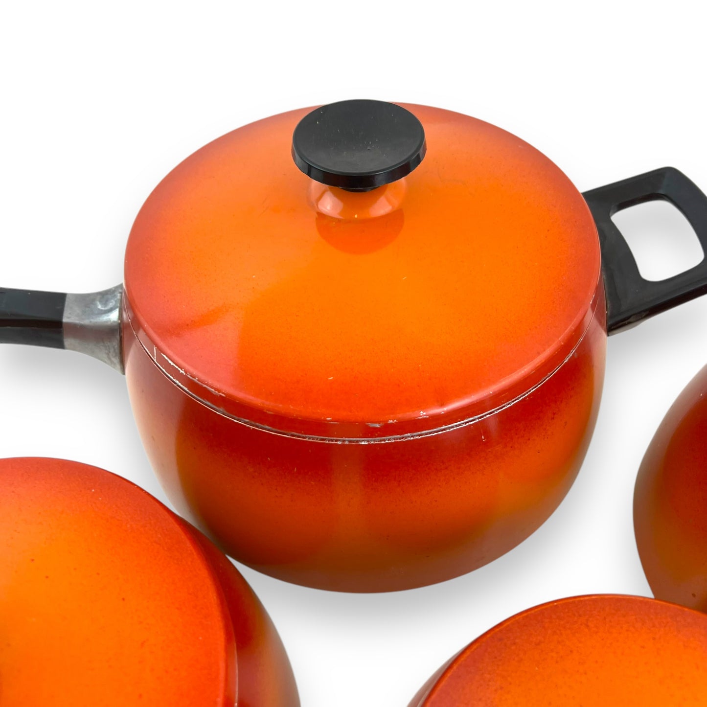 Orange Enamel Steel Cookware Set - 4 Pieces