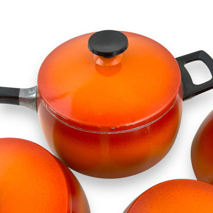 Orange Enamel Steel Cookware Set - 4 Pieces