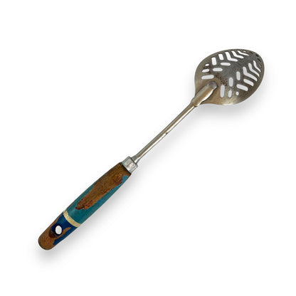 Blue painted Wooden handle spoon