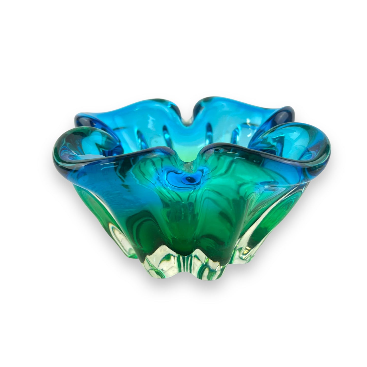 Blue and Green Art Glass Dish