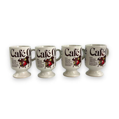 Set of 4 Vintage “Café Olé” Footed Mugs - KOFEE Collection