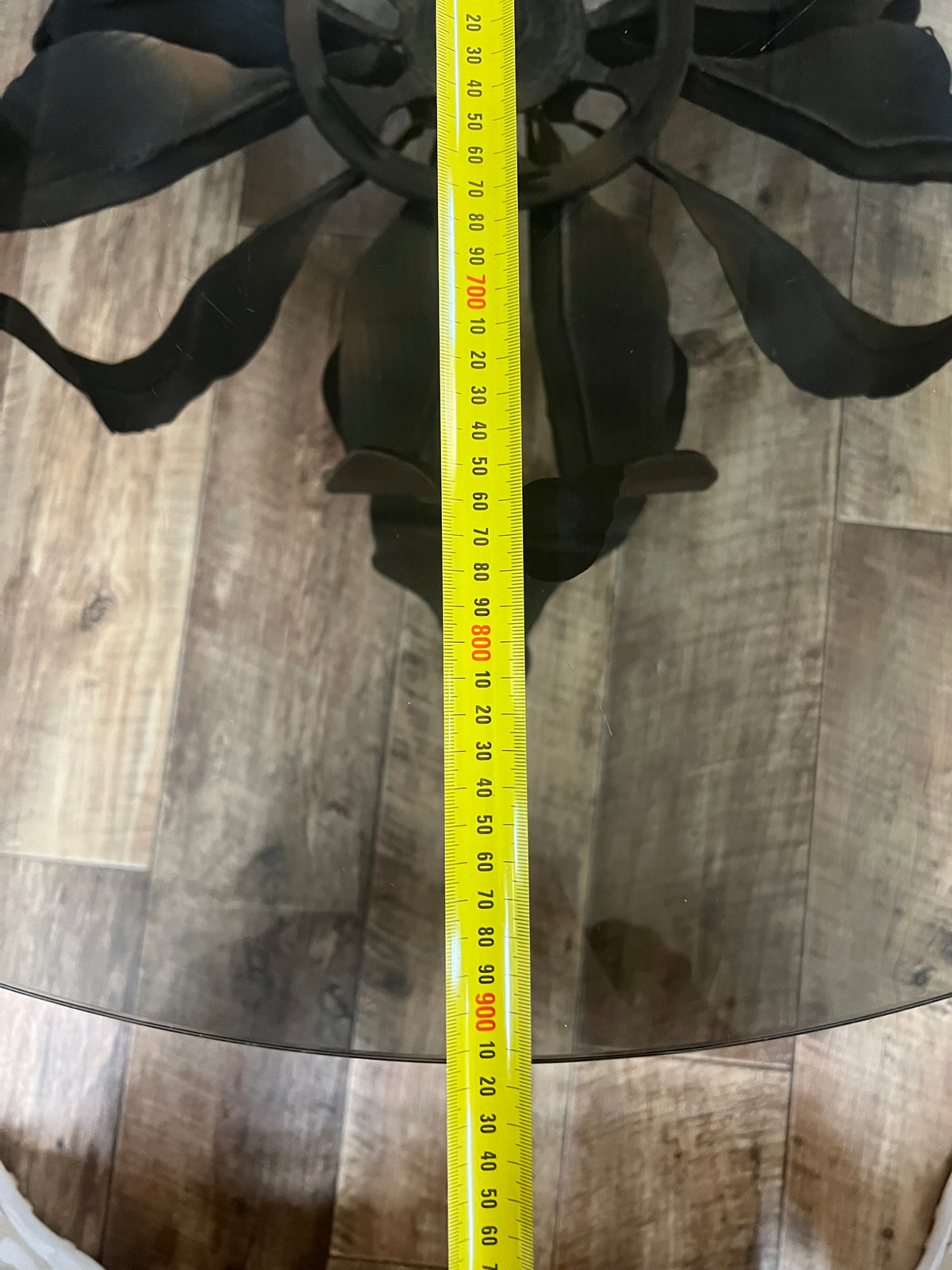Brutalist Sculptural Metal & Smoked Glass Coffee Table – 91.5cm diameter