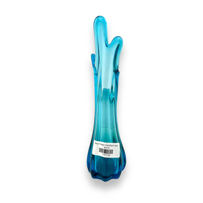 Blue Finger Pull Glass Vase
