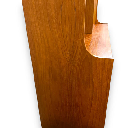 Mid-Century Teak Display Cabinet with pull down Bar section