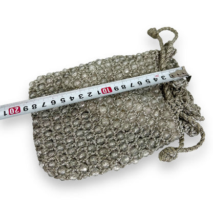 Silver Beaded Knitted evening Bag