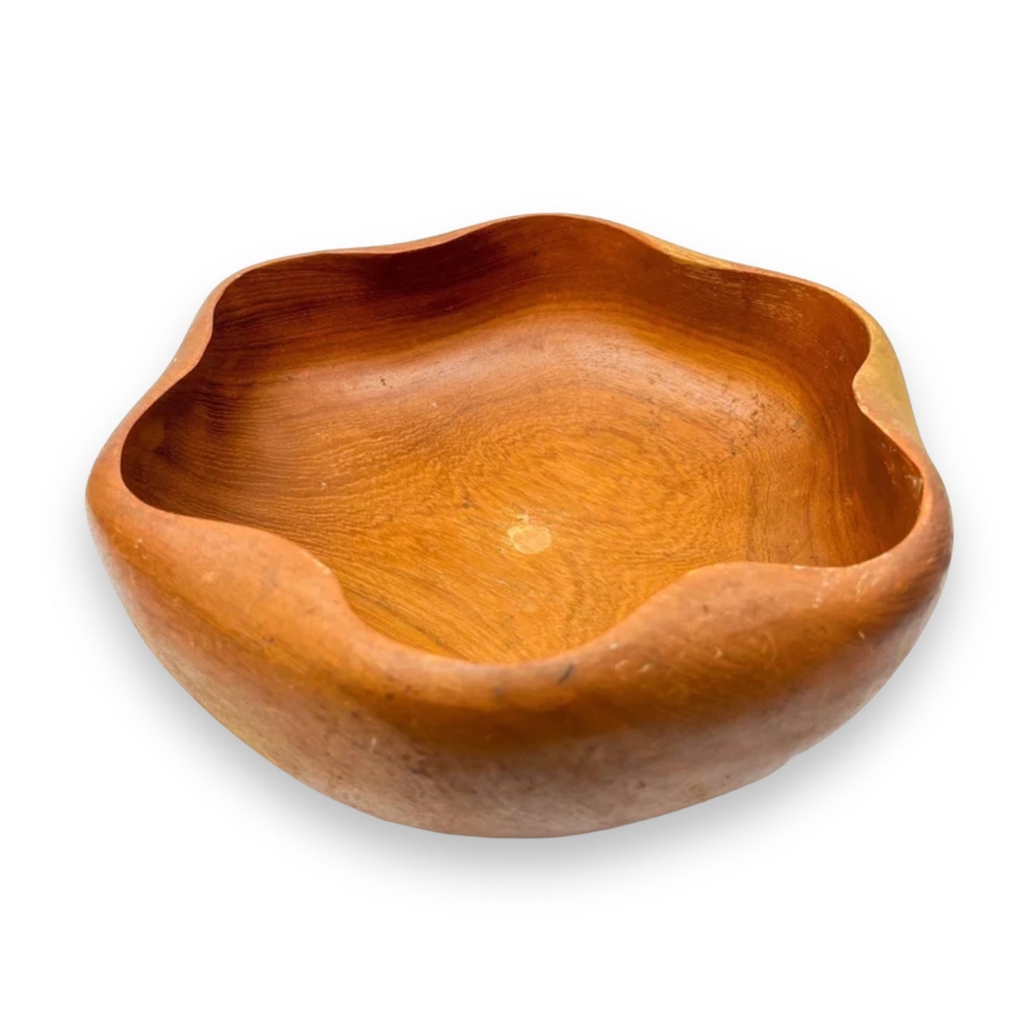 Large wooden serving bowl with ripple Wave edge